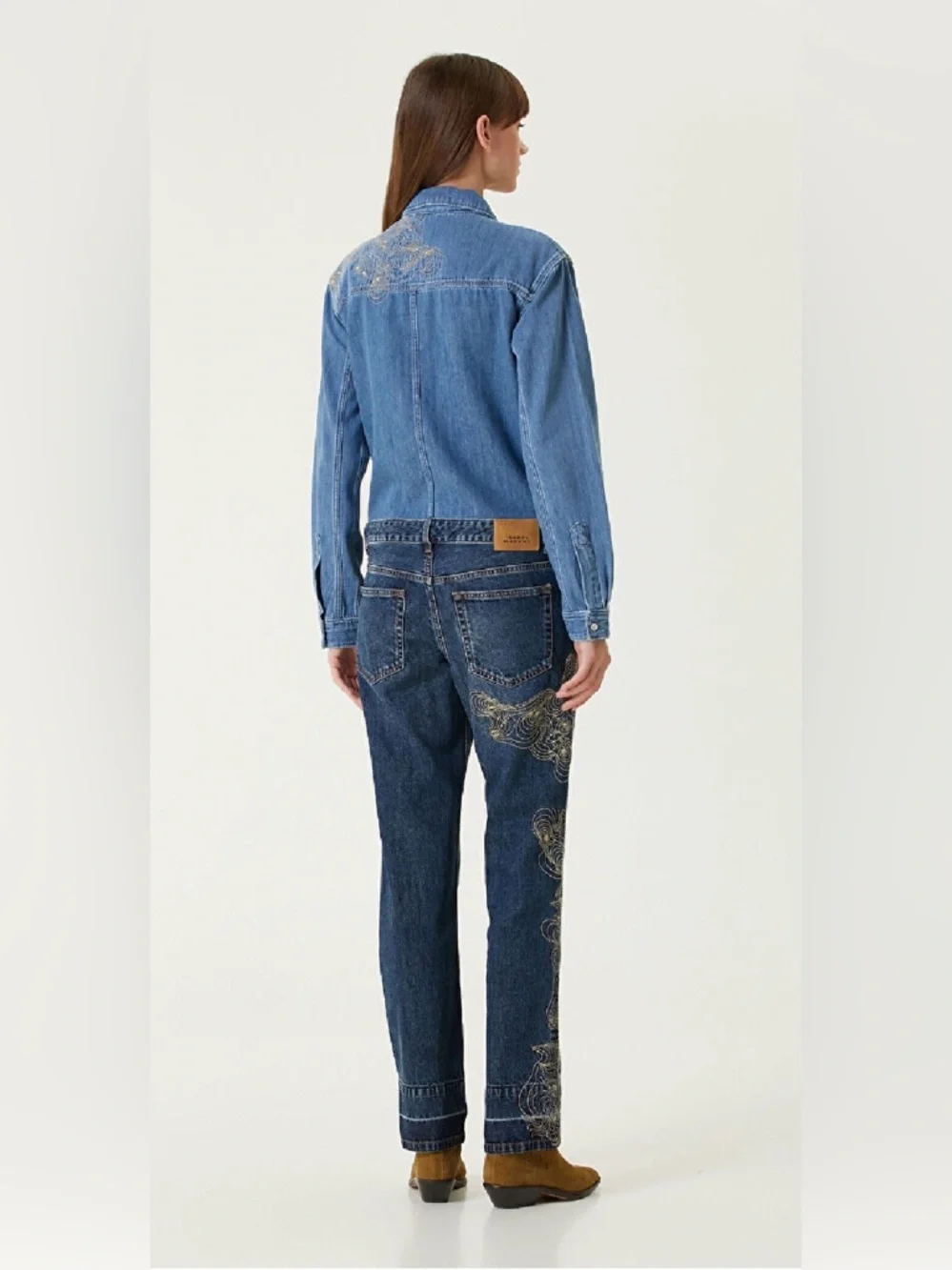 Isabel Marant Imane Embroidered Denim Jumpsuit Size FR 34 (US 2) - Picture 4 of 16